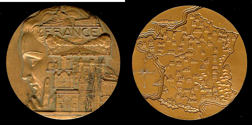 French Medal P.Turin Map of France gEF